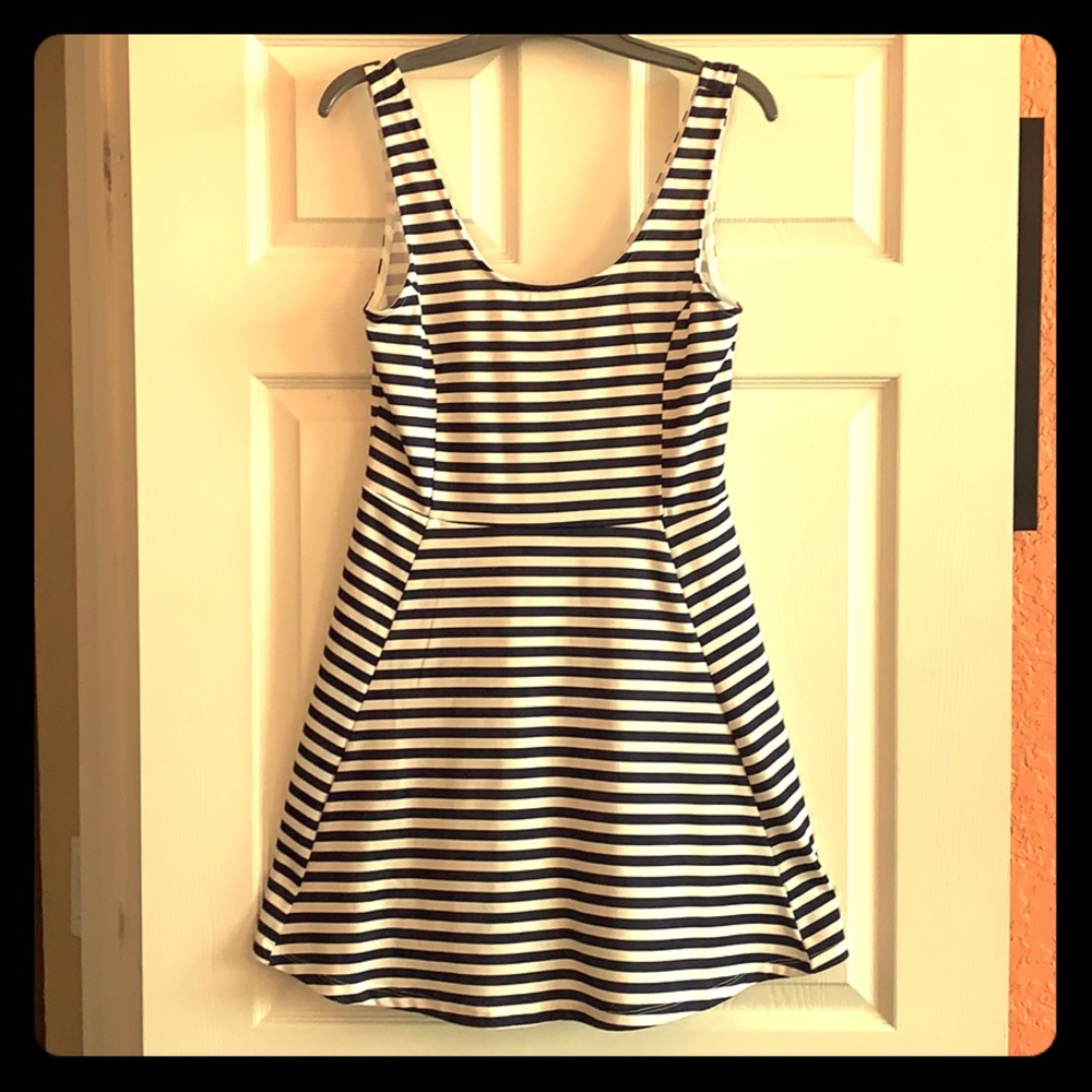 H&M Navy and White Striped Skater Dress